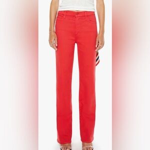 NWT Mother Denim The Kick It High Rise Straight Leg Play Date Tango Red SZ 27